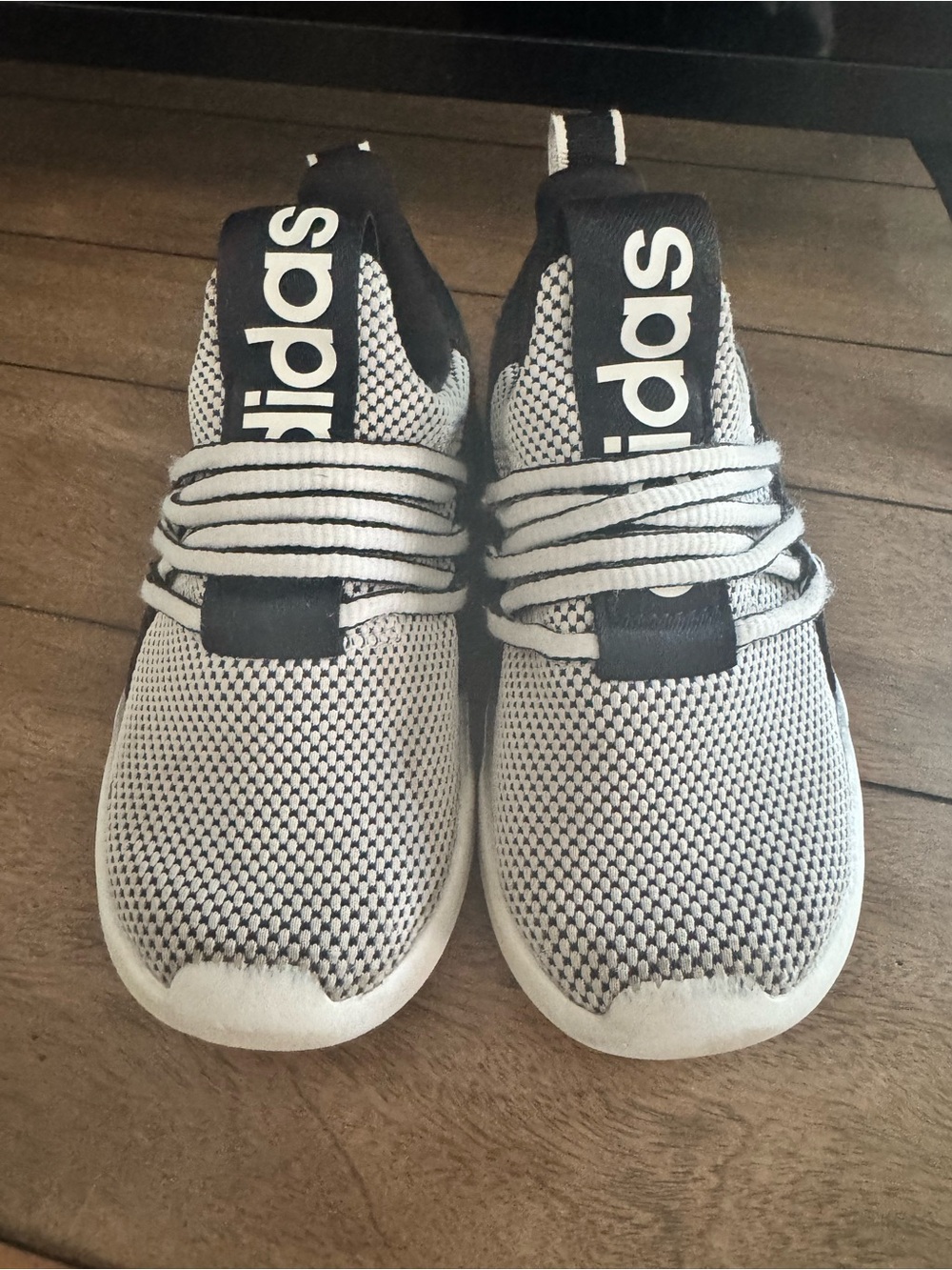 adidas Kids White and Black Knit Slip-On Sneakers